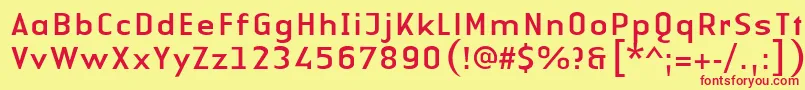 LinotypeAuthenticSansRegular Font – Red Fonts on Yellow Background