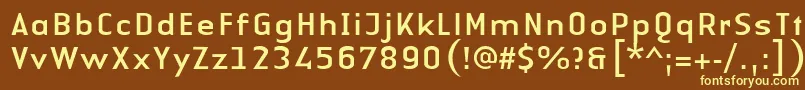 Fonte LinotypeAuthenticSansRegular – fontes amarelas em um fundo marrom
