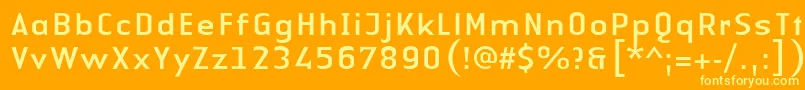 LinotypeAuthenticSansRegular-Schriftart – Gelbe Schriften auf orangefarbenem Hintergrund