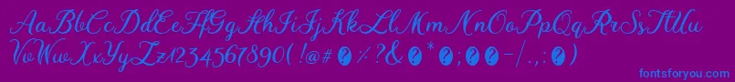 WinedateRegular-Schriftart – Blaue Schriften auf violettem Hintergrund