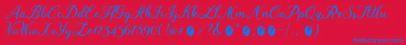 WinedateRegular-Schriftart – Blaue Schriften auf rotem Hintergrund