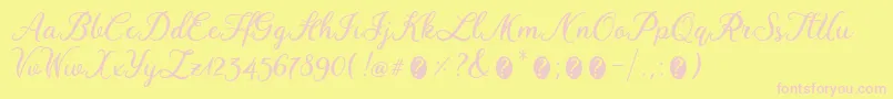 WinedateRegular-Schriftart – Rosa Schriften auf gelbem Hintergrund