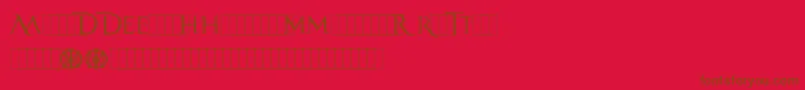 DreamTheater-Schriftart – Braune Schriften auf rotem Hintergrund