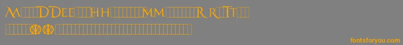 フォントDreamTheater – オレンジの文字は灰色の背景にあります。
