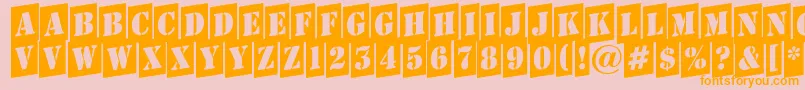 AStampercmup-fontti – oranssit fontit vaaleanpunaisella taustalla