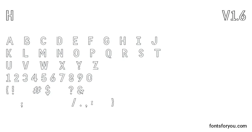 A fonte HellodenverdisplayregularV1.6 – alfabeto, números, caracteres especiais