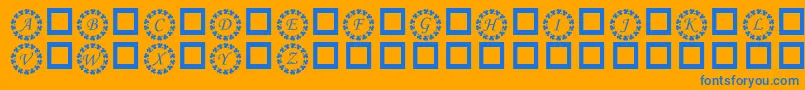 Czcionka KrRingOShams – niebieskie czcionki na pomarańczowym tle