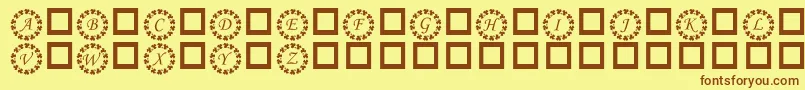 KrRingOShams-Schriftart – Braune Schriften auf gelbem Hintergrund