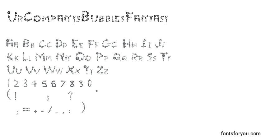 Schriftart UrCompanysBubblesFantasy – Alphabet, Zahlen, spezielle Symbole