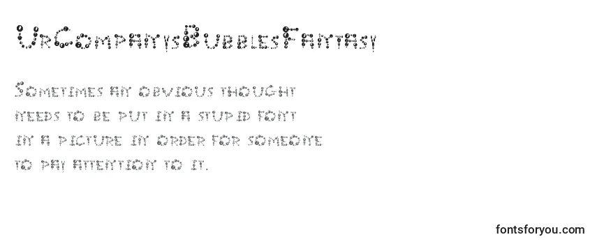 Review of the UrCompanysBubblesFantasy Font