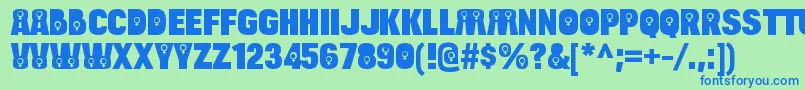 フォントBulltoadfemaleRegular – 青い文字は緑の背景です。