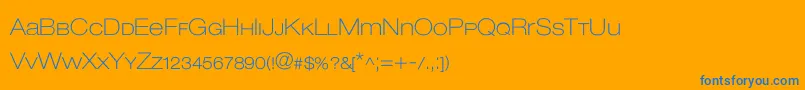 Lowvetica-Schriftart – Blaue Schriften auf orangefarbenem Hintergrund