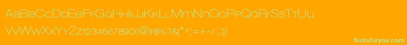Fonte Lowvetica – fontes verdes em um fundo laranja