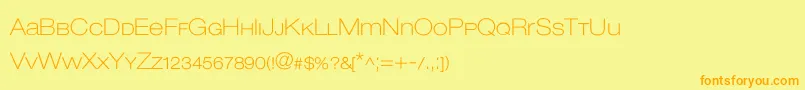 Lowvetica-Schriftart – Orangefarbene Schriften auf gelbem Hintergrund