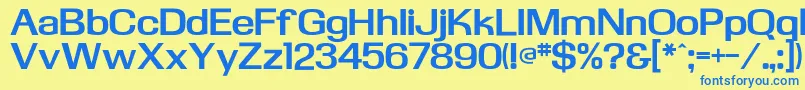 フォントKasseflfBold – 青い文字が黄色の背景にあります。