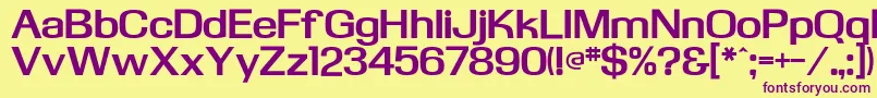KasseflfBold-Schriftart – Violette Schriften auf gelbem Hintergrund