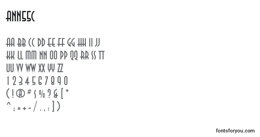 Schriftart Ann55C – Alphabet, Zahlen, spezielle Symbole