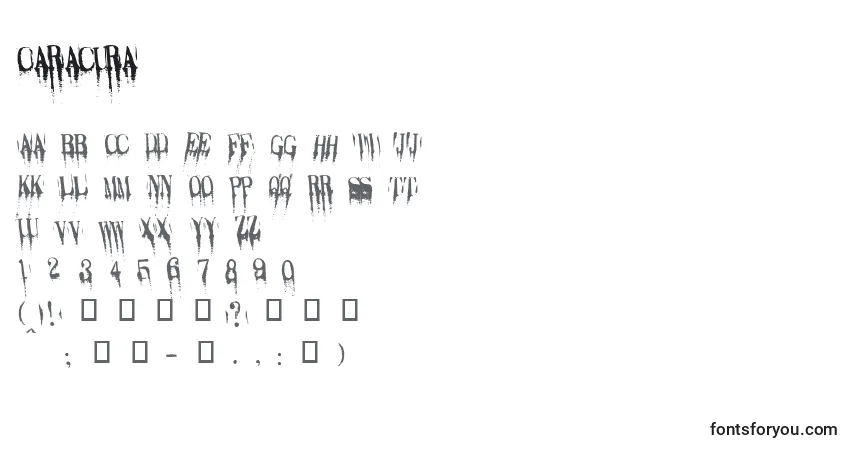 Schriftart Caracura – Alphabet, Zahlen, spezielle Symbole