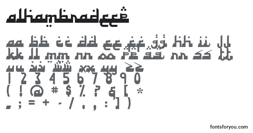 A fonte AlhambraDeep – alfabeto, números, caracteres especiais