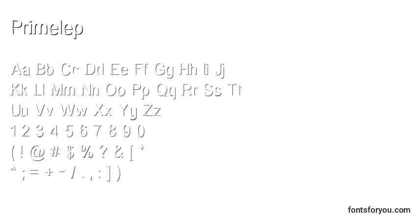 Czcionka Primelep – alfabet, cyfry, specjalne znaki