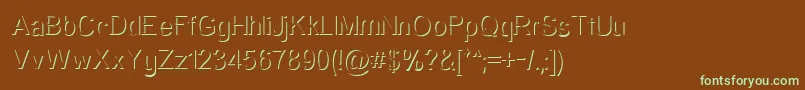 フォントPrimelep – 緑色の文字が茶色の背景にあります。