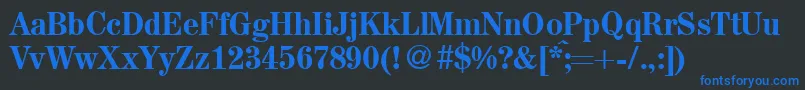 A850RomanMediumRegular Font – Blue Fonts on Black Background