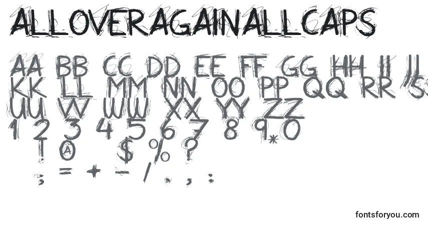 Schriftart Alloveragainallcaps – Alphabet, Zahlen, spezielle Symbole