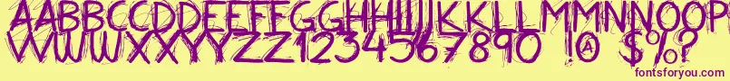 Alloveragainallcaps Font – Purple Fonts on Yellow Background