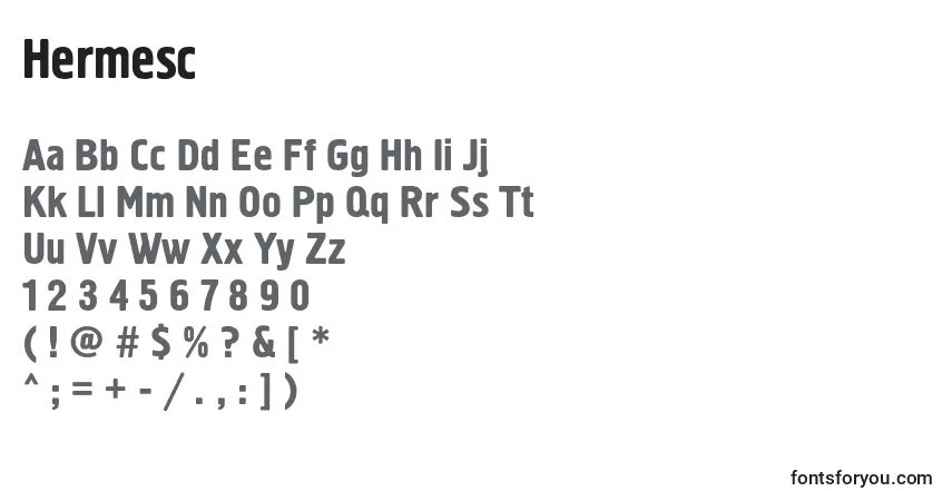 Czcionka Hermesc – alfabet, cyfry, specjalne znaki