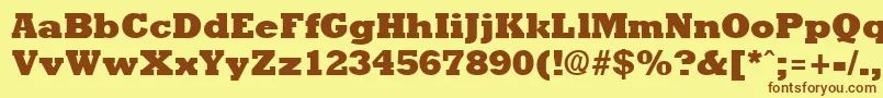 RockneyExtrabold Font – Brown Fonts on Yellow Background