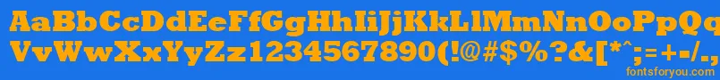 RockneyExtrabold Font – Orange Fonts on Blue Background