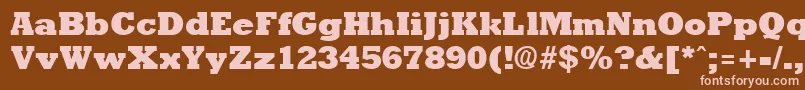 Weitere Informationen zur RockneyExtrabold-Schriftart RockneyExtrabold-Schriftart – Rosa Schriften auf braunem Hintergrund