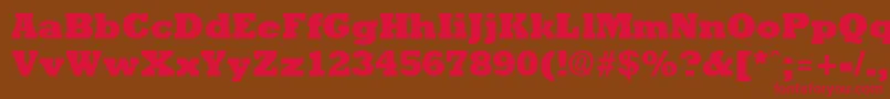 フォントRockneyExtrabold – 赤い文字が茶色の背景にあります。