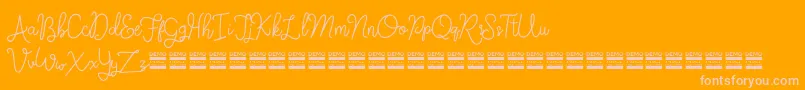 FanticaDemo-Schriftart – Rosa Schriften auf orangefarbenem Hintergrund