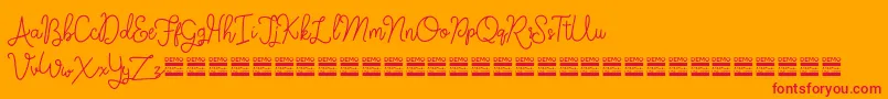 FanticaDemo-Schriftart – Rote Schriften auf orangefarbenem Hintergrund