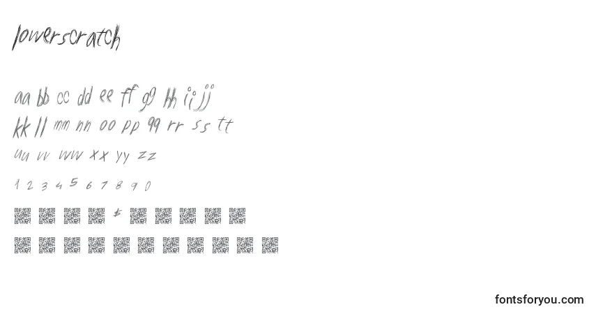 Czcionka Lowerscratch – alfabet, cyfry, specjalne znaki