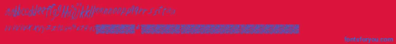Lowerscratch-Schriftart – Blaue Schriften auf rotem Hintergrund