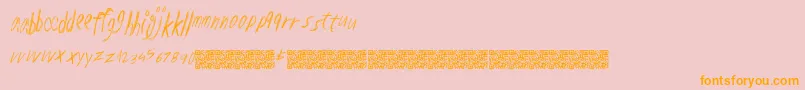 Lowerscratch-Schriftart – Orangefarbene Schriften auf rosa Hintergrund