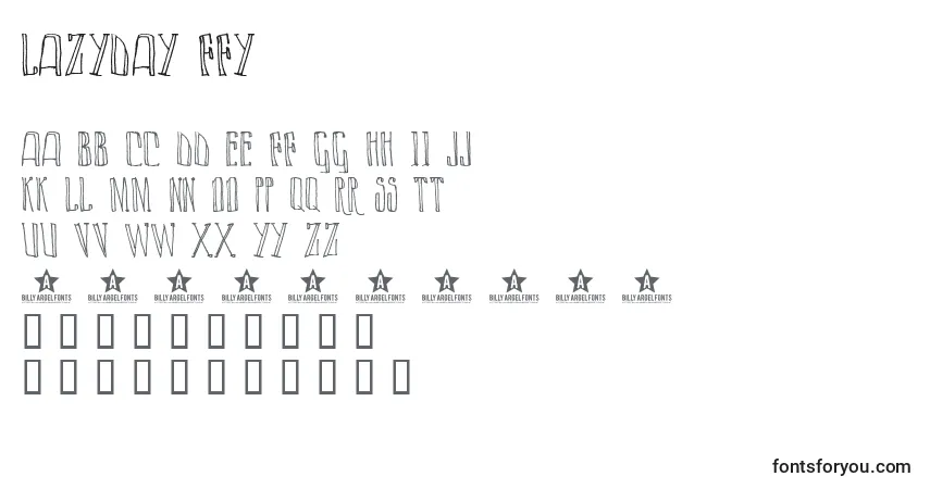 A fonte Lazyday ffy – alfabeto, números, caracteres especiais