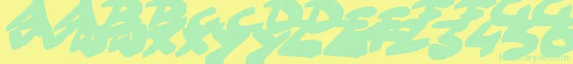 フォントGoFasterBrush – 黄色い背景に緑の文字