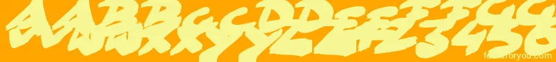 GoFasterBrush-Schriftart – Gelbe Schriften auf orangefarbenem Hintergrund