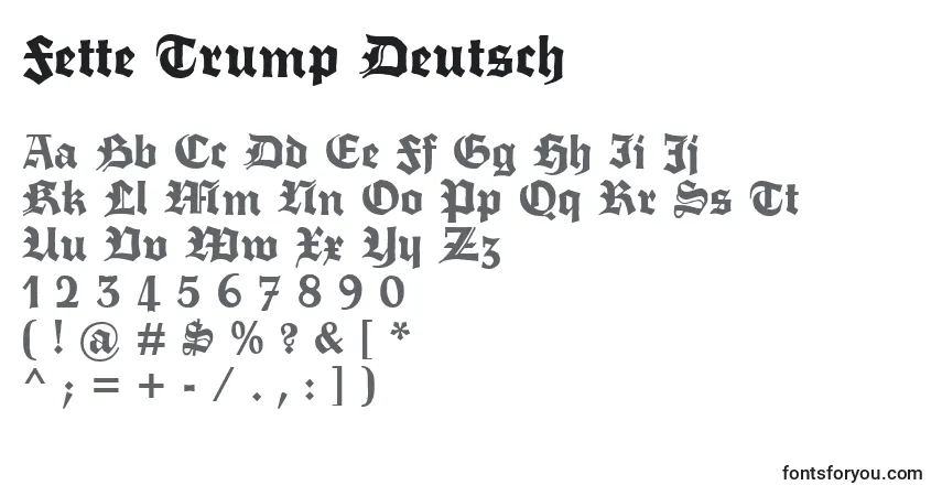 A fonte Fette Trump Deutsch – alfabeto, números, caracteres especiais