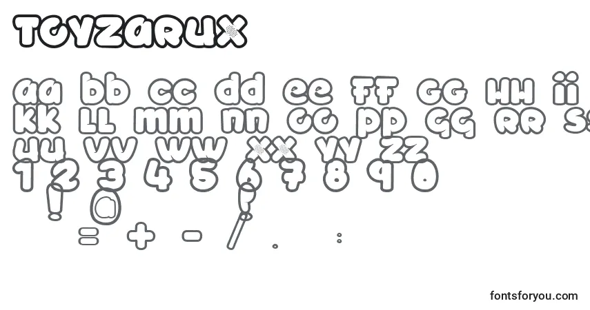 Schriftart Toyzarux – Alphabet, Zahlen, spezielle Symbole