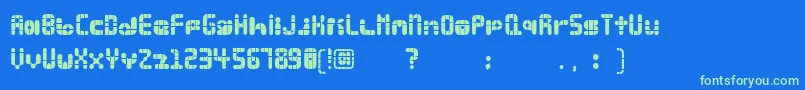 フォントLalaBauhaus – 青い背景に緑のフォント