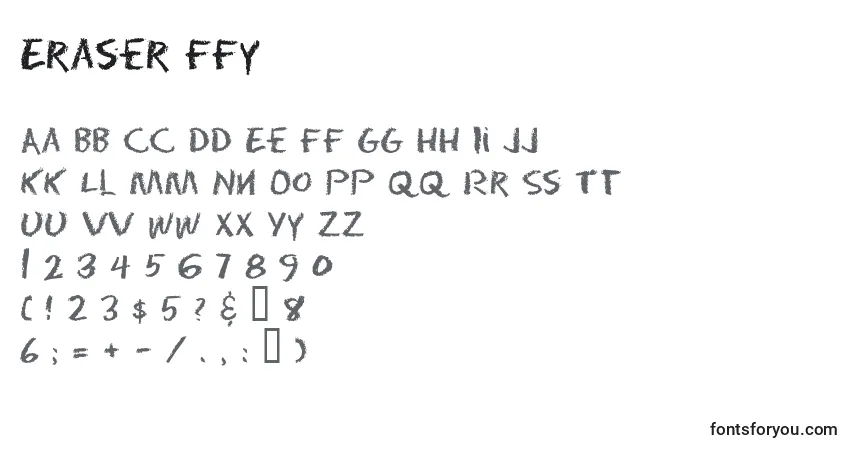 Schriftart Eraser ffy – Alphabet, Zahlen, spezielle Symbole