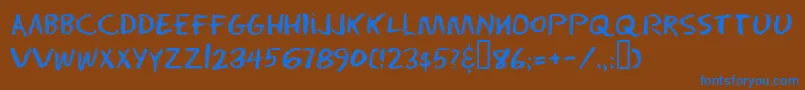 Eraser ffy-Schriftart – Blaue Schriften auf braunem Hintergrund