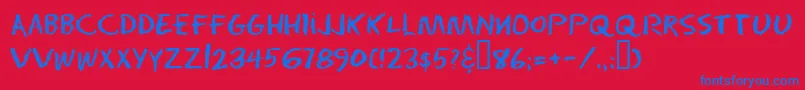 Eraser ffy-Schriftart – Blaue Schriften auf rotem Hintergrund