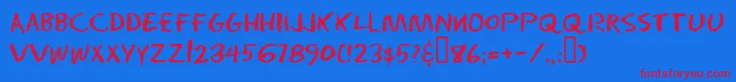 Eraser ffy Font – Red Fonts on Blue Background