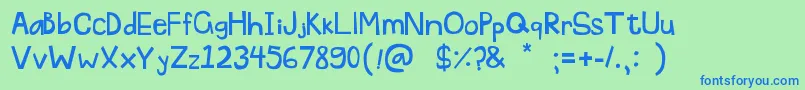 Pascu1-Schriftart – Blaue Schriften auf grünem Hintergrund
