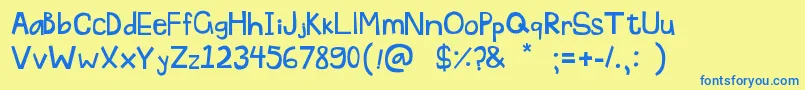 Pascu1-Schriftart – Blaue Schriften auf gelbem Hintergrund